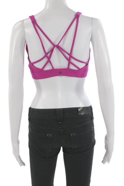 Athleta Womens Pink Sleeveless V-Neck Bra Top Solid Size M