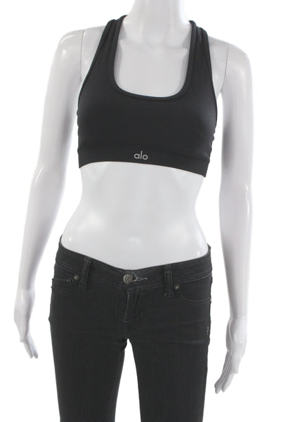 Alo Womens Black Square Neck Sleeveless Bra Solid Size XS