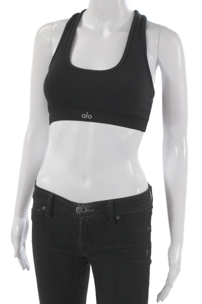 Alo Womens Black Square Neck Sleeveless Bra Solid Size XS