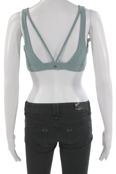 Athleta Women Sleeveless Square Neck Bra Solid Blue Size M