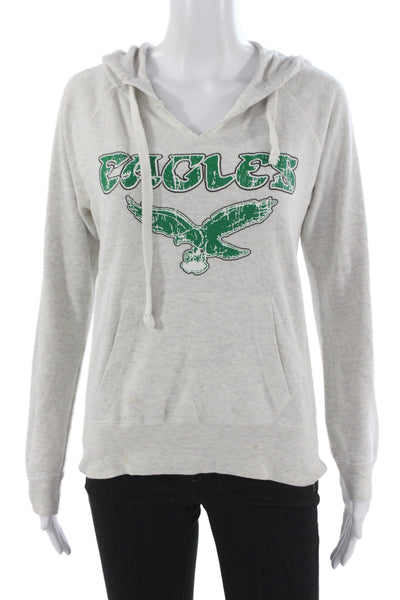 Ocean Drive Women Pullover Hoodie Gray Bird Graphic V-Neck Size S