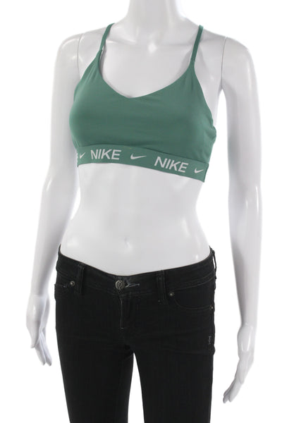 Nike Women Sleeveless Scoop Neck Graphic Bra Green Size M