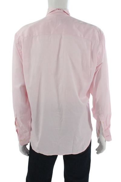Robert Talbott Mens Point Collar Cotton Long Sleeve Solid Dress Shirt Size M