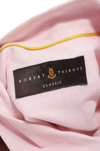 Robert Talbott Mens Point Collar Cotton Long Sleeve Solid Dress Shirt Size M