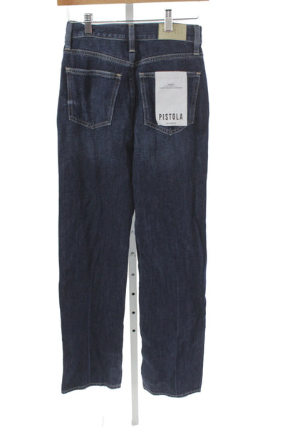 Pistola Womens Straight Jeans Dark Blue Denim High Rise 31in Inseam Size 25