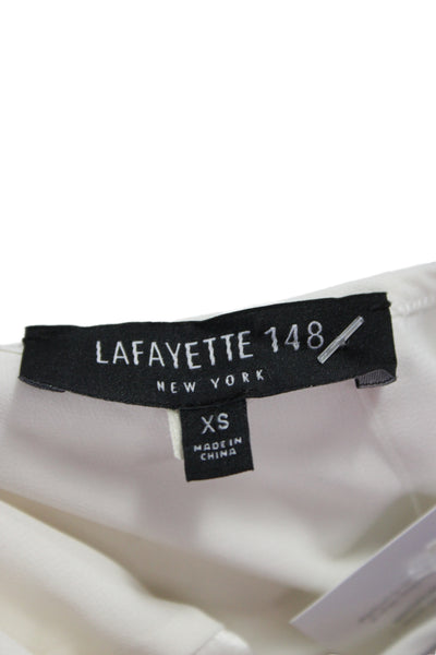 Lafayette 148 New York Women Silk White Long Sleeve Button Blouse Size XS