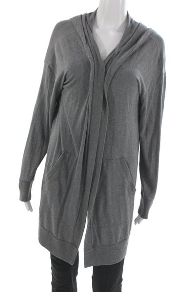 Eileen Fisher Womens Cardigan Hoodie Gray Tencel Long Sleeve Solid Size M