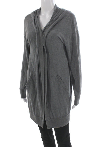 Eileen Fisher Womens Cardigan Hoodie Gray Tencel Long Sleeve Solid Size M
