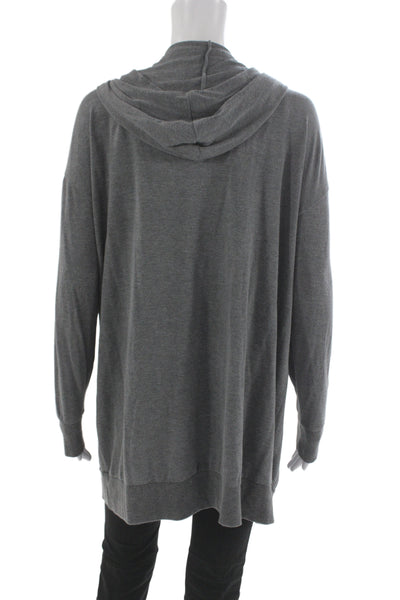 Eileen Fisher Womens Cardigan Hoodie Gray Tencel Long Sleeve Solid Size M