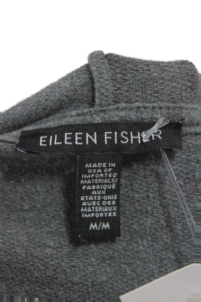 Eileen Fisher Womens Cardigan Hoodie Gray Tencel Long Sleeve Solid Size M