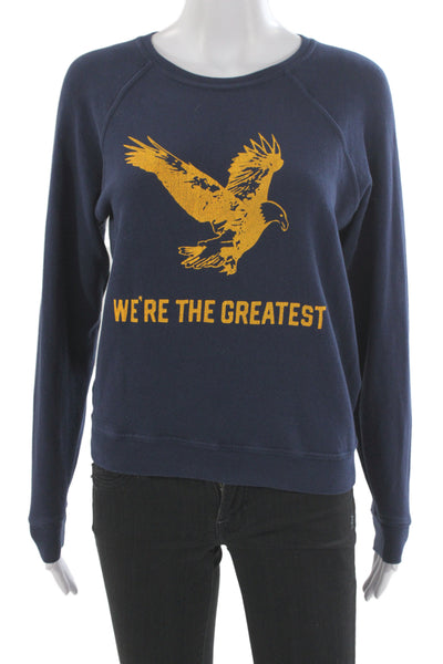 The Great Womens Pullover Sweatshirt Dark Blue Graphic Bird 100% Cotton Size 0