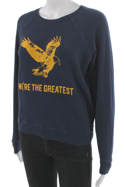 The Great Womens Pullover Sweatshirt Dark Blue Graphic Bird 100% Cotton Size 0
