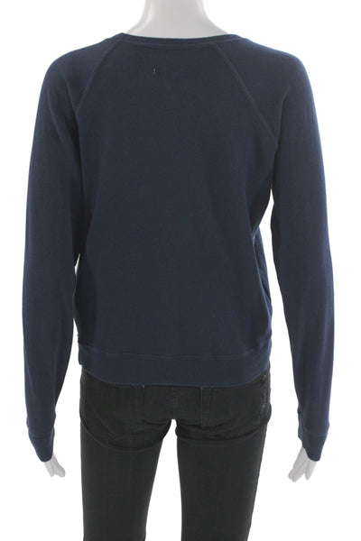 The Great Womens Pullover Sweatshirt Dark Blue Graphic Bird 100% Cotton Size 0