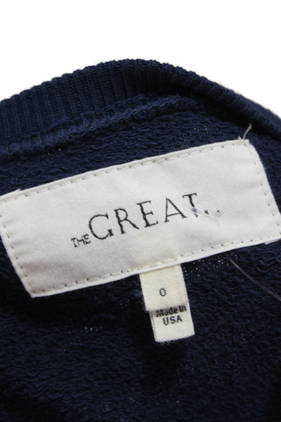 The Great Womens Pullover Sweatshirt Dark Blue Graphic Bird 100% Cotton Size 0