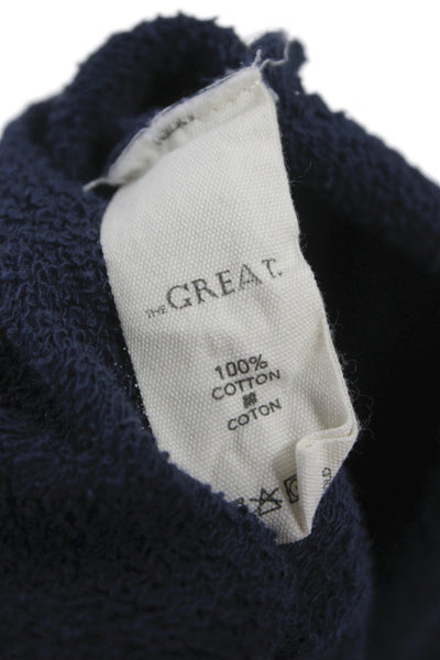 The Great Womens Pullover Sweatshirt Dark Blue Graphic Bird 100% Cotton Size 0