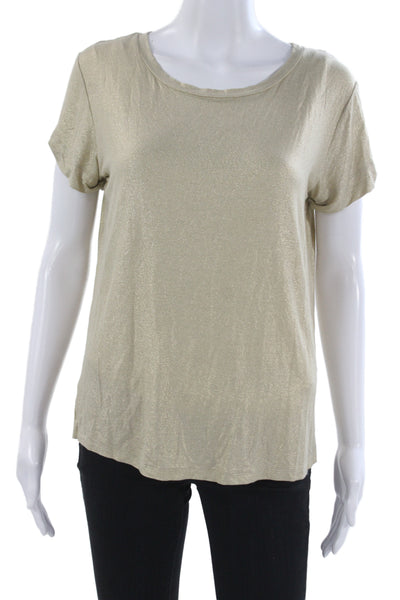 Majestic Filatures Womens Basic T-Shirt Beige Short Sleeve Size 2