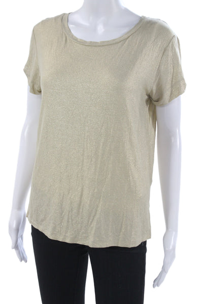 Majestic Filatures Womens Basic T-Shirt Beige Short Sleeve Size 2