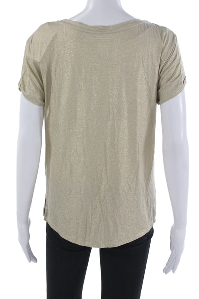 Majestic Filatures Womens Basic T-Shirt Beige Short Sleeve Size 2