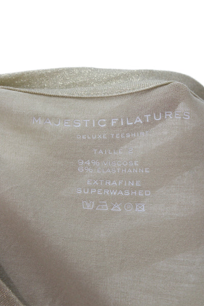 Majestic Filatures Womens Basic T-Shirt Beige Short Sleeve Size 2