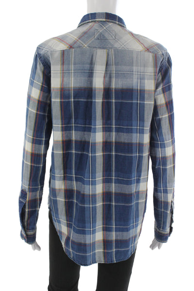 Current/Elliott Womens Plaid Cotton Button-Up Long Sleeve Top Size 1