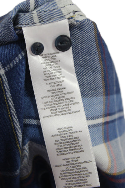 Current/Elliott Womens Plaid Cotton Button-Up Long Sleeve Top Size 1