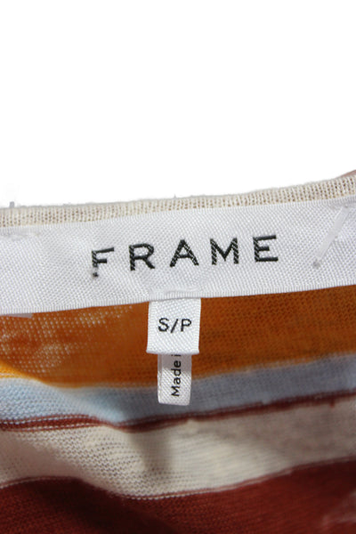 Frame Womens Basic Striped Brown Cotton Polyester Round Neck Tank Size S