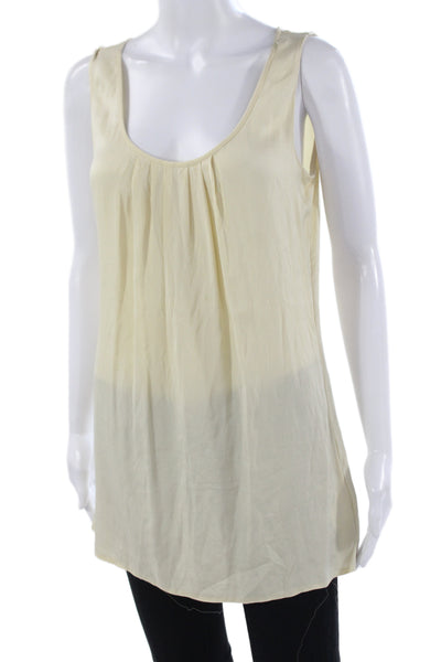 Tory Burch Women Tunic Tank Sleeveless Round Neck Silk Spandex Beige Size 6