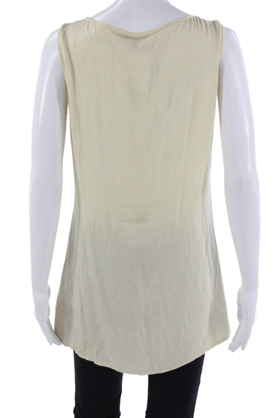 Tory Burch Women Tunic Tank Sleeveless Round Neck Silk Spandex Beige Size 6