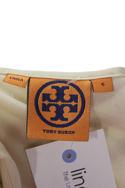 Tory Burch Women Tunic Tank Sleeveless Round Neck Silk Spandex Beige Size 6