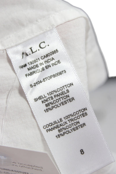 ALC Womens Bohemian High Neck Long Sleeve White Cotton Blouse Size 8