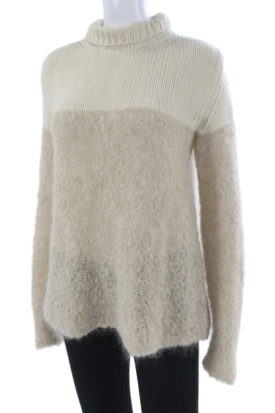 Majestic Filatures Unisex Beige Mockneck Sweater Cashmere Merino Size 2