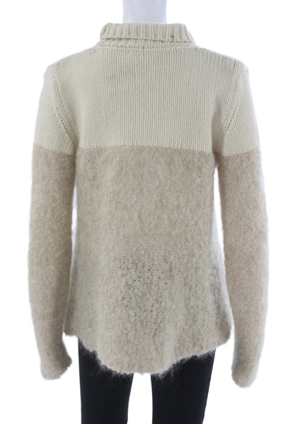 Majestic Filatures Unisex Beige Mockneck Sweater Cashmere Merino Size 2