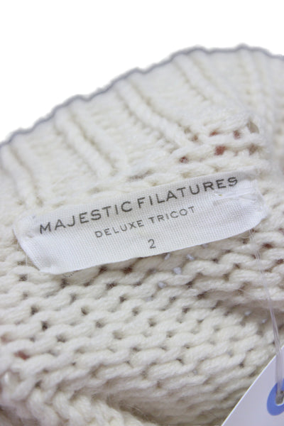 Majestic Filatures Unisex Beige Mockneck Sweater Cashmere Merino Size 2