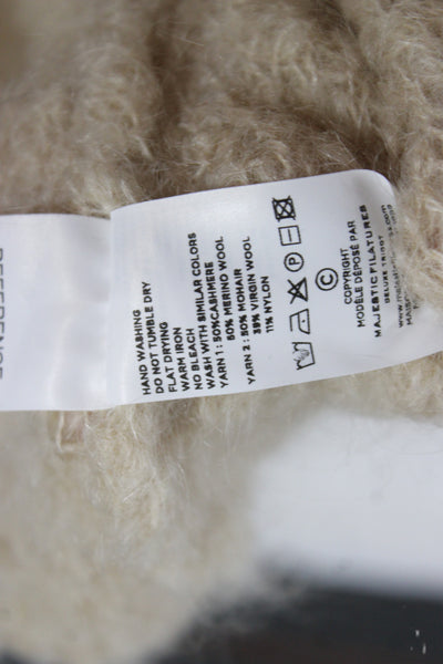 Majestic Filatures Unisex Beige Mockneck Sweater Cashmere Merino Size 2