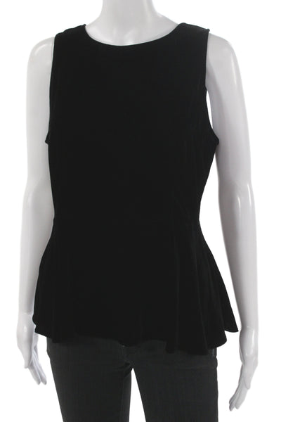Eileen Fisher Womens Black Silk Rayon Sleeveless Round Neck Zip Blouse Size S