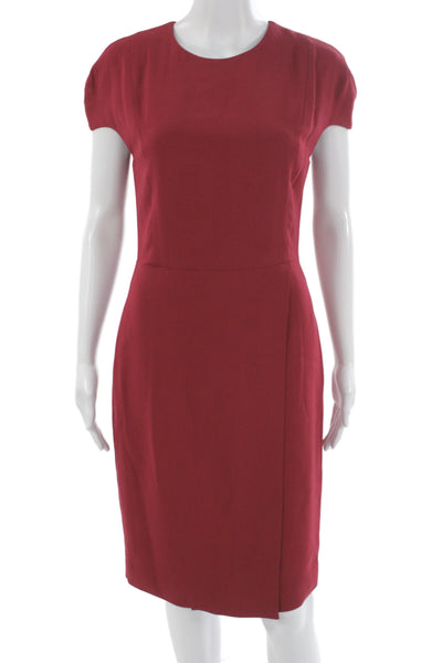 ELEVENTY Womens Sheath Dress Red Short Sleeve Round Neck Zip Size 42