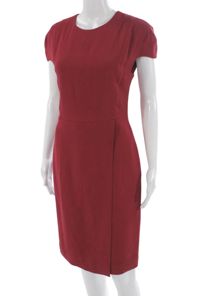 ELEVENTY Womens Sheath Dress Red Short Sleeve Round Neck Zip Size 42