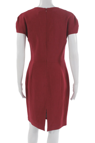 ELEVENTY Womens Sheath Dress Red Short Sleeve Round Neck Zip Size 42