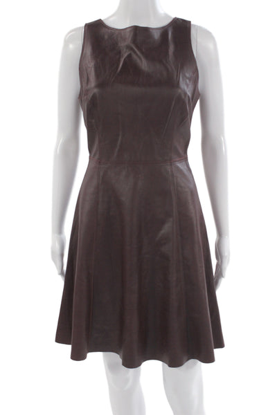 Susana Monaco Women A-Line Fit and Flare Dress Brown Sleeveless Zip Size 4
