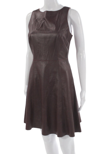Susana Monaco Women A-Line Fit and Flare Dress Brown Sleeveless Zip Size 4
