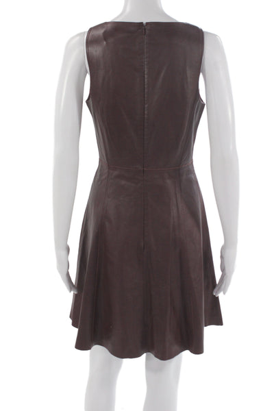 Susana Monaco Women A-Line Fit and Flare Dress Brown Sleeveless Zip Size 4
