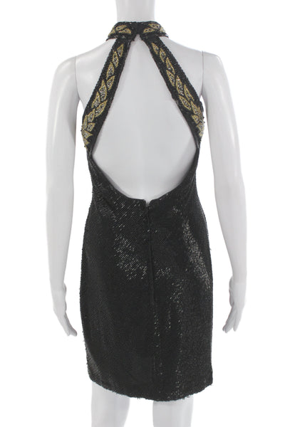 Claires Collection Women Black Silk Sheath Dress Mid-Calf Long Sleeve Size M