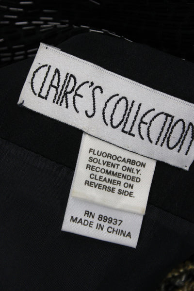 Claires Collection Women Black Silk Sheath Dress Mid-Calf Long Sleeve Size M