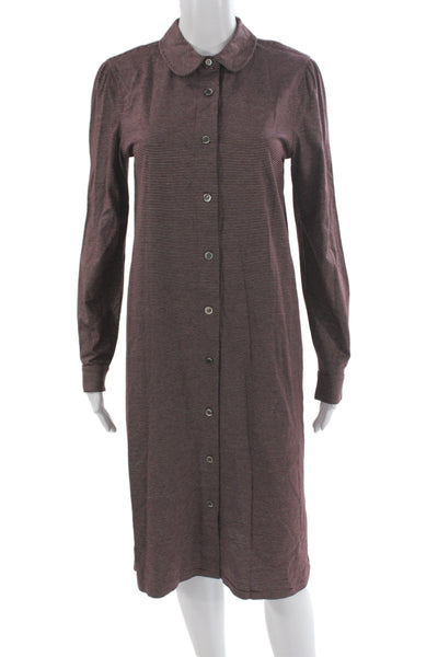 APC Womens Shirt Dress Brown Striped Collared Long Sleeve Size M
