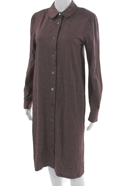 APC Womens Shirt Dress Brown Striped Collared Long Sleeve Size M
