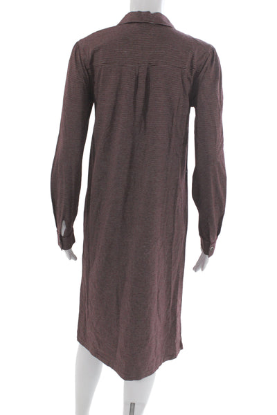 APC Womens Shirt Dress Brown Striped Collared Long Sleeve Size M