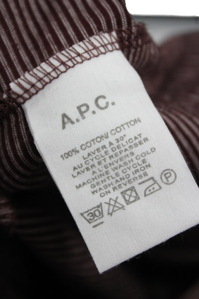 APC Womens Shirt Dress Brown Striped Collared Long Sleeve Size M
