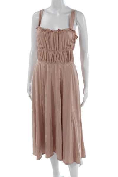Reformation Women Sundress Beige Bohemian Sleeveless Knee Length Size M