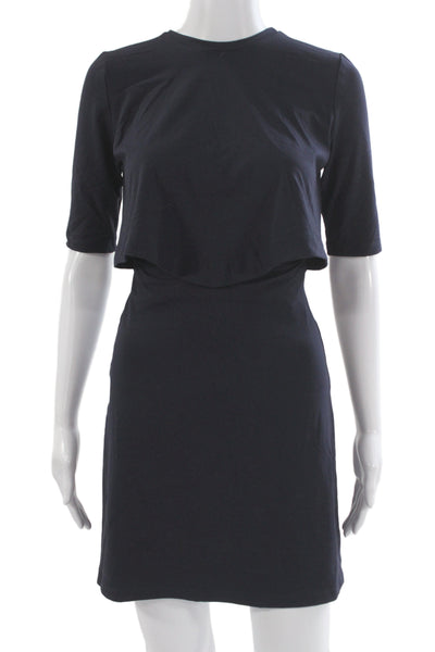 Susana Monaco Women Sheath T-Shirt Dress Dark Blue Short Sleeve Size XS
