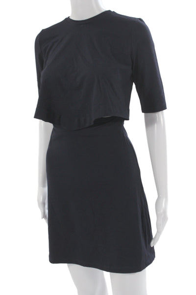 Susana Monaco Women Sheath T-Shirt Dress Dark Blue Short Sleeve Size XS